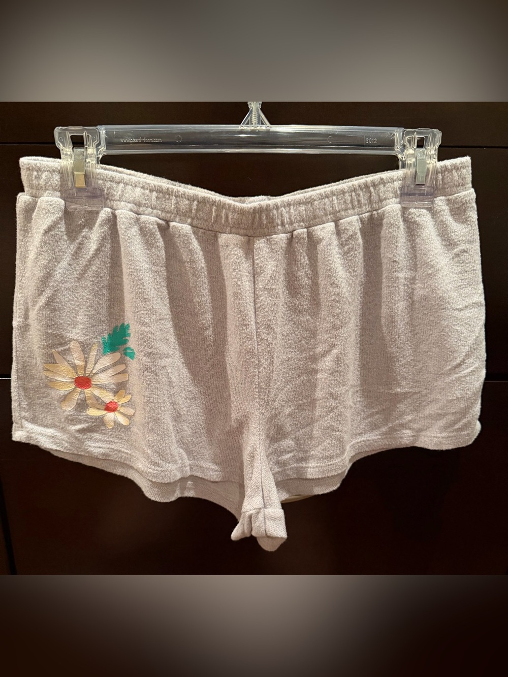 Make + Model Light Silver Terry Sleep Shorts with Daisy Embroidery